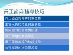 2015 領導統御課程 (X) – 員工諮商輔導技巧